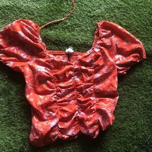 AVA & VIV Women's Off-The-Shoulder ORANGE  Floral Top  Size 2X‎